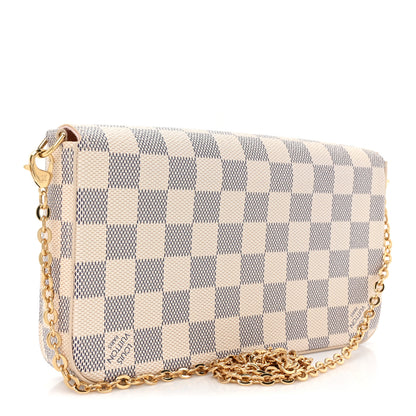 Louis Vuitton Damier Azur Pochette Felicie Chain Wallet Rose Ballerine 4 of 14
