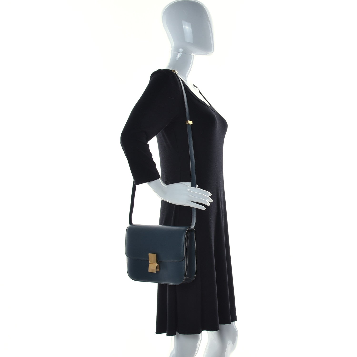 Celine Box Calfskin Medium Classic Box Flap Bag Dark Green 2 of 15