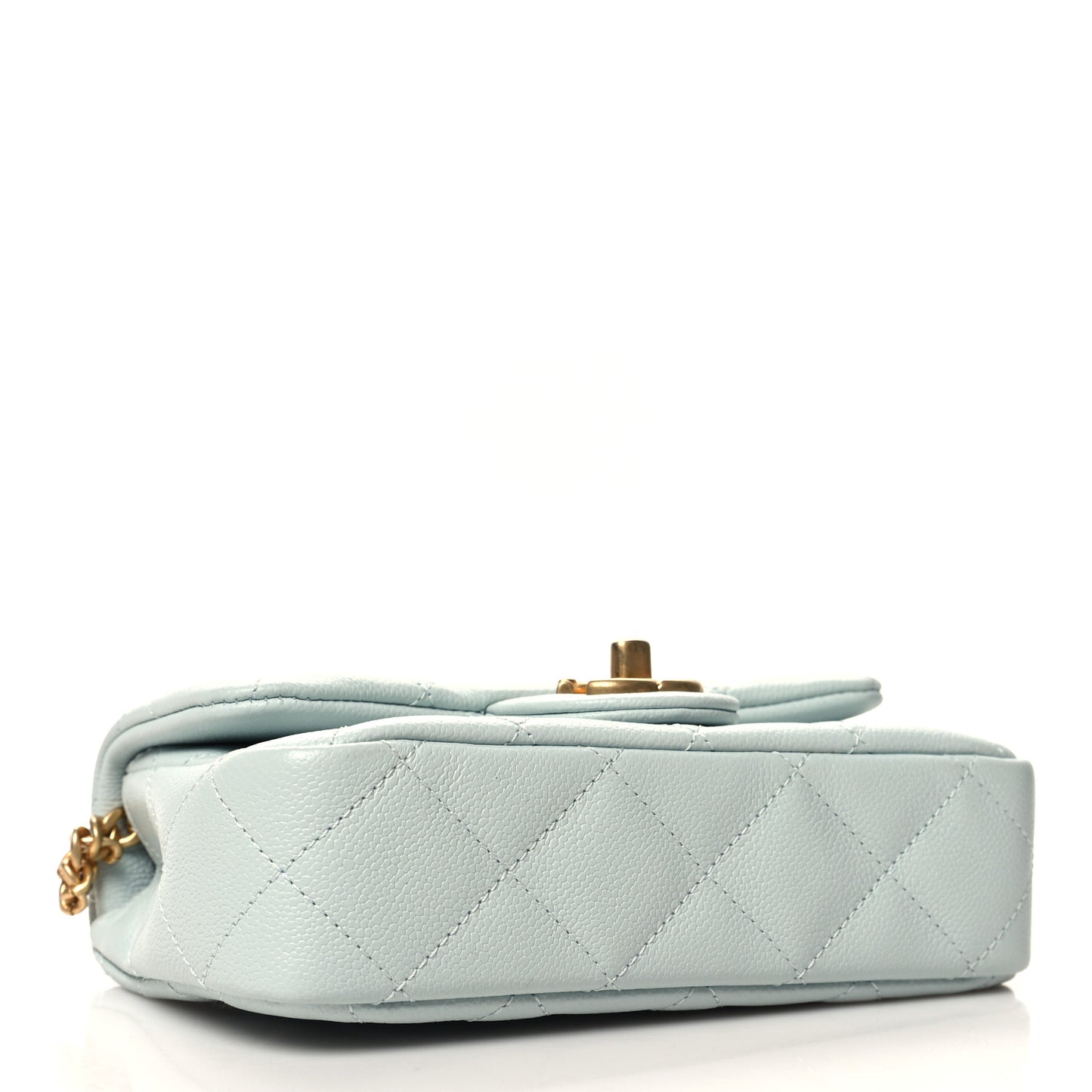 Caviar Quilted Mini Rectangular Sweetheart Flap Light Blue