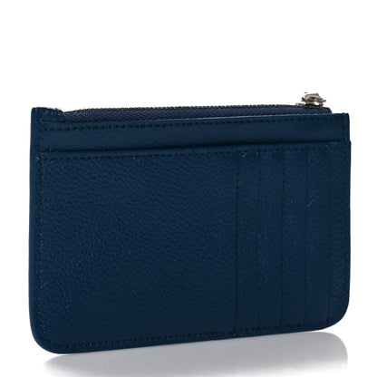 Balenciaga Grained Calfskin Logo Large Cash Long Coin Card Holder Petrol Blue White 3 of 8