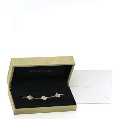 Van Cleef & Arpels 18K Yellow Gold Mother of Pearl 5 Motifs Vintage Alhambra Bracelet 5 of 5