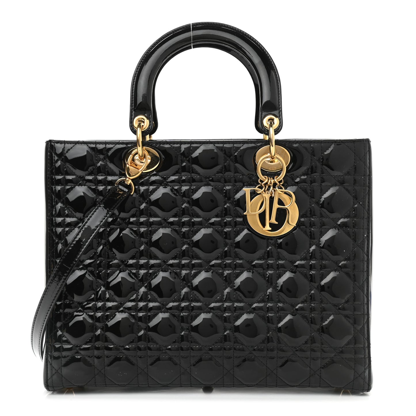 Patent Cannage Large Lady Dior Black