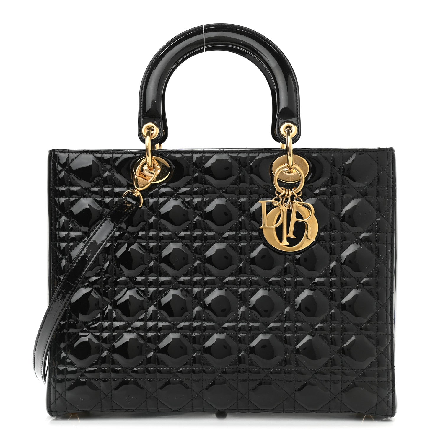 Christian Dior Patent Cannage Large Lady Dior Black 1 of 11