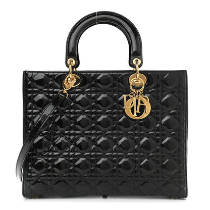 Christian Dior Patent Cannage Large Lady Dior Black 1 of 11