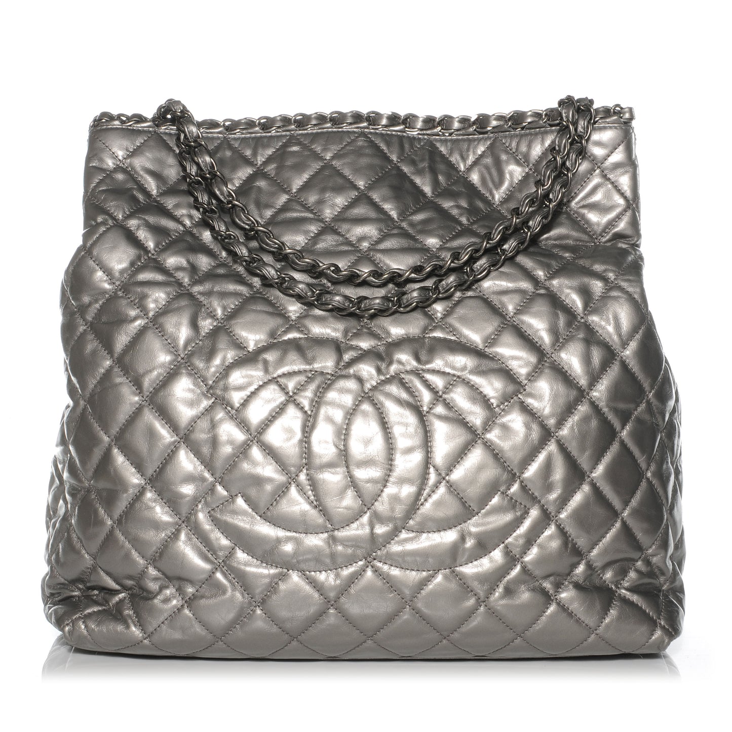Calfskin Large Chain Me Tote Light Silver