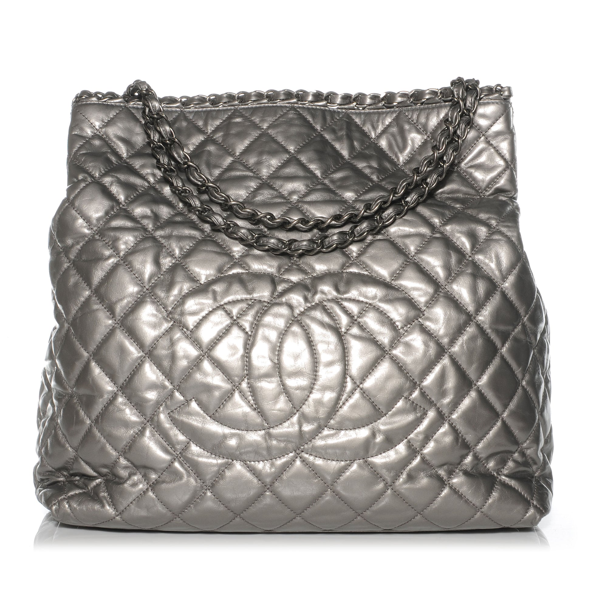 Chanel Calfskin Large Chain Me Tote Light Silver 1 of 8