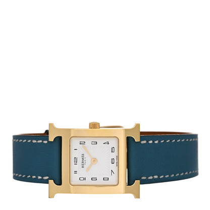 Hermes Stainless Steel Swift 21mm Heure H Hour Quartz Watch Blue Jean 2 of 5