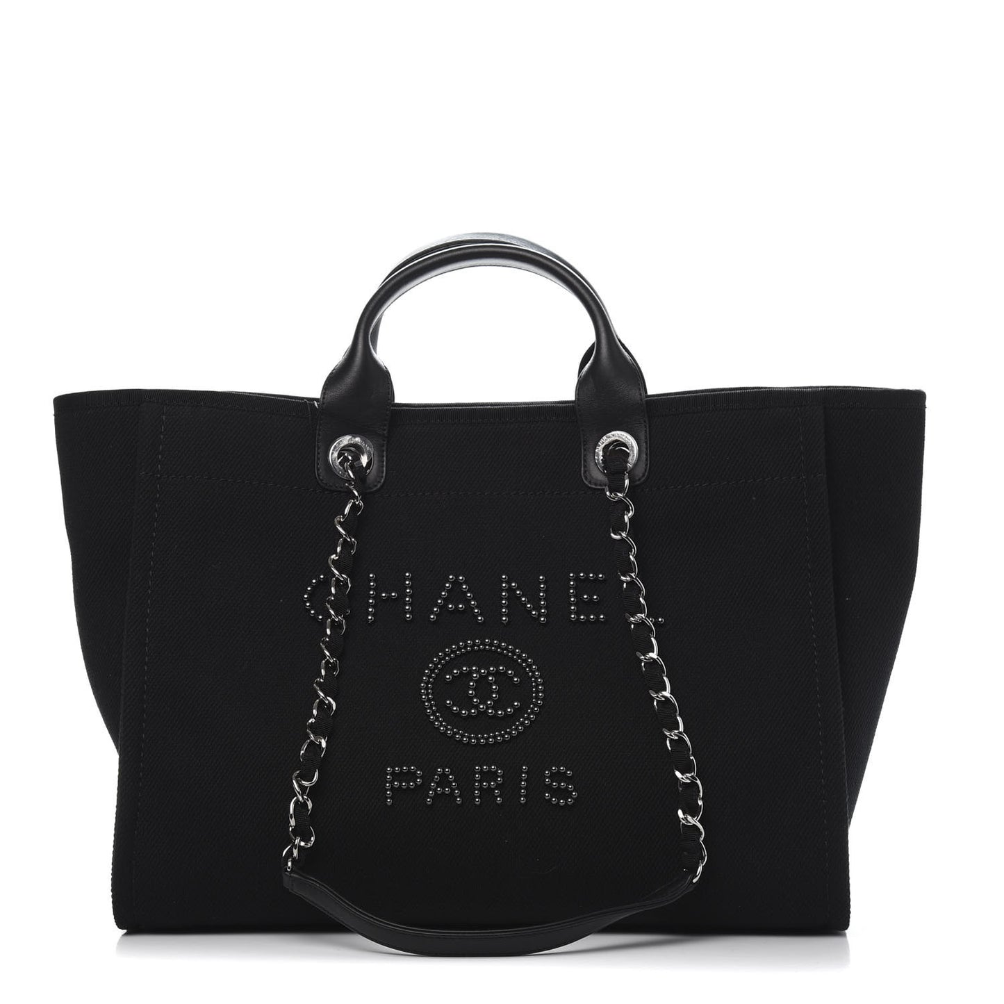 Canvas Pearl Medium Deauville Tote Black