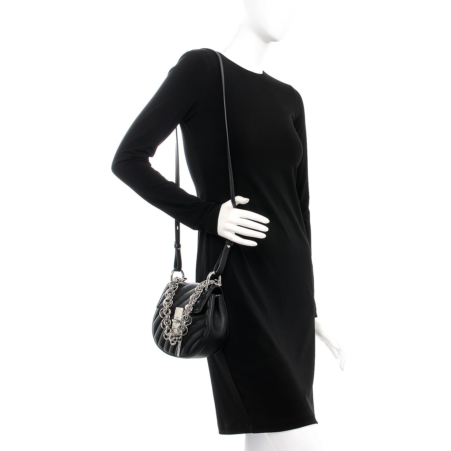 Chloe Calfskin Quilted Mini Drew Bijou Shoulder Bag Black 2 of 7
