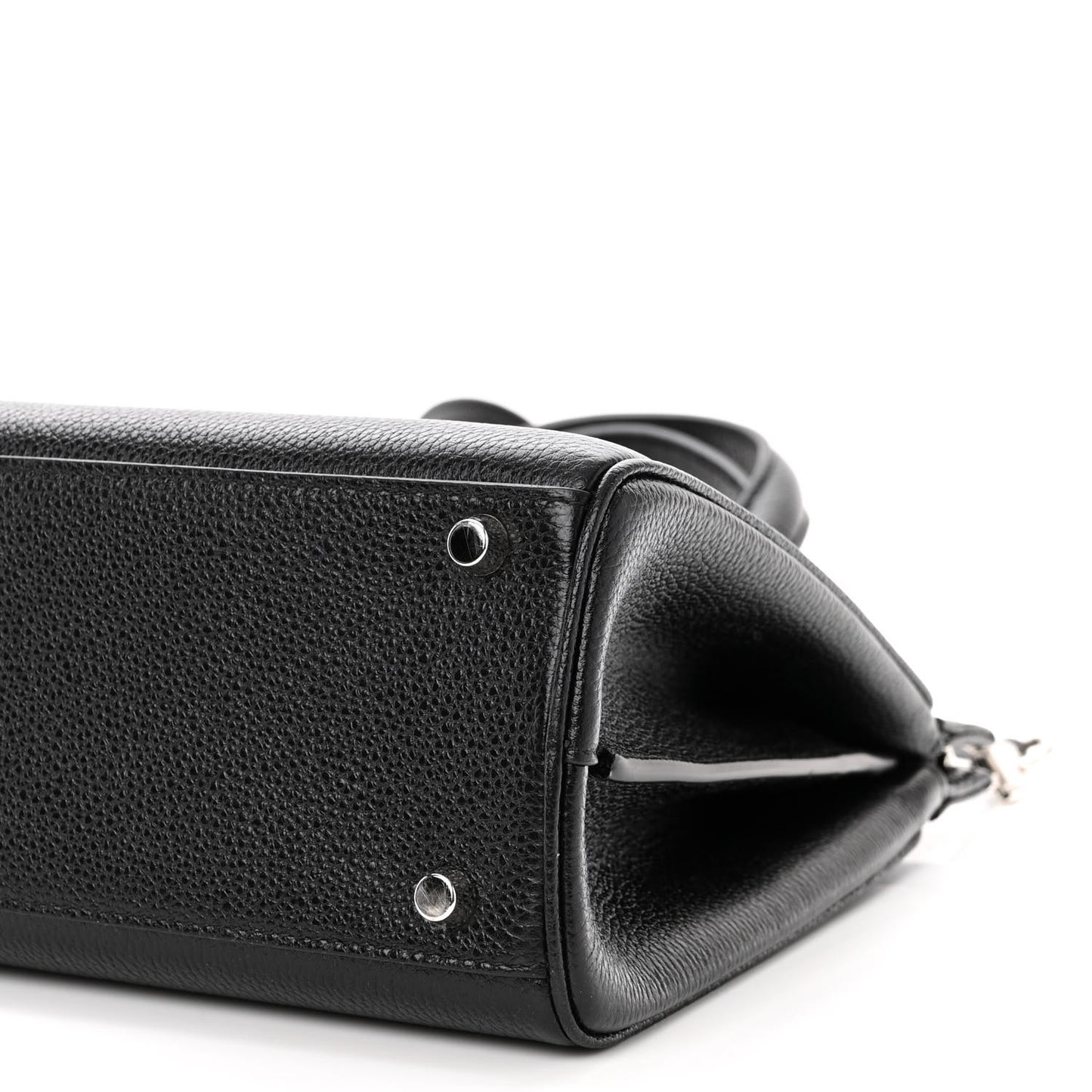 Grainy Calfskin Small Zumi Top Handle Bag Black