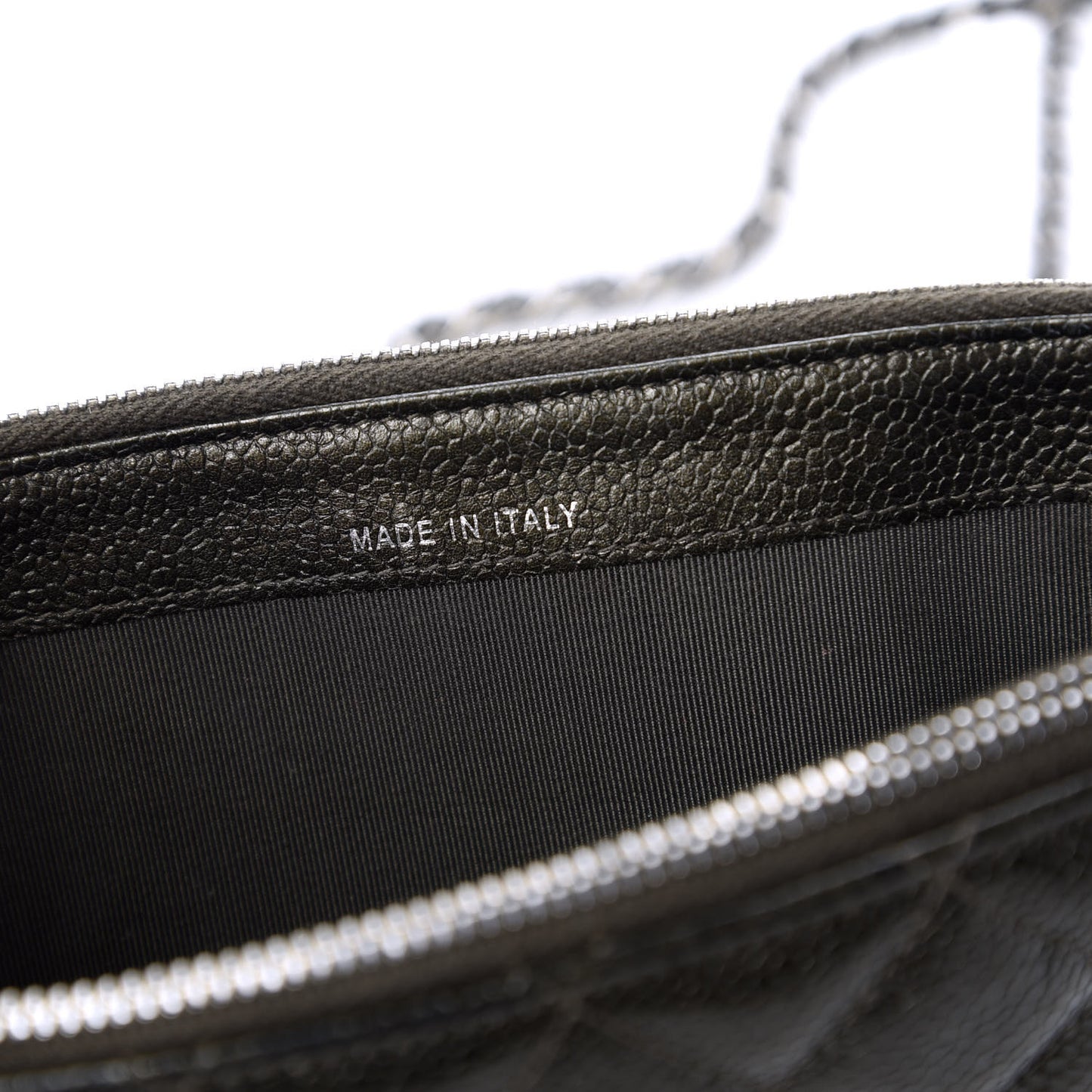 Caviar Quilted Small Clutch With Chain Dark Charcoal