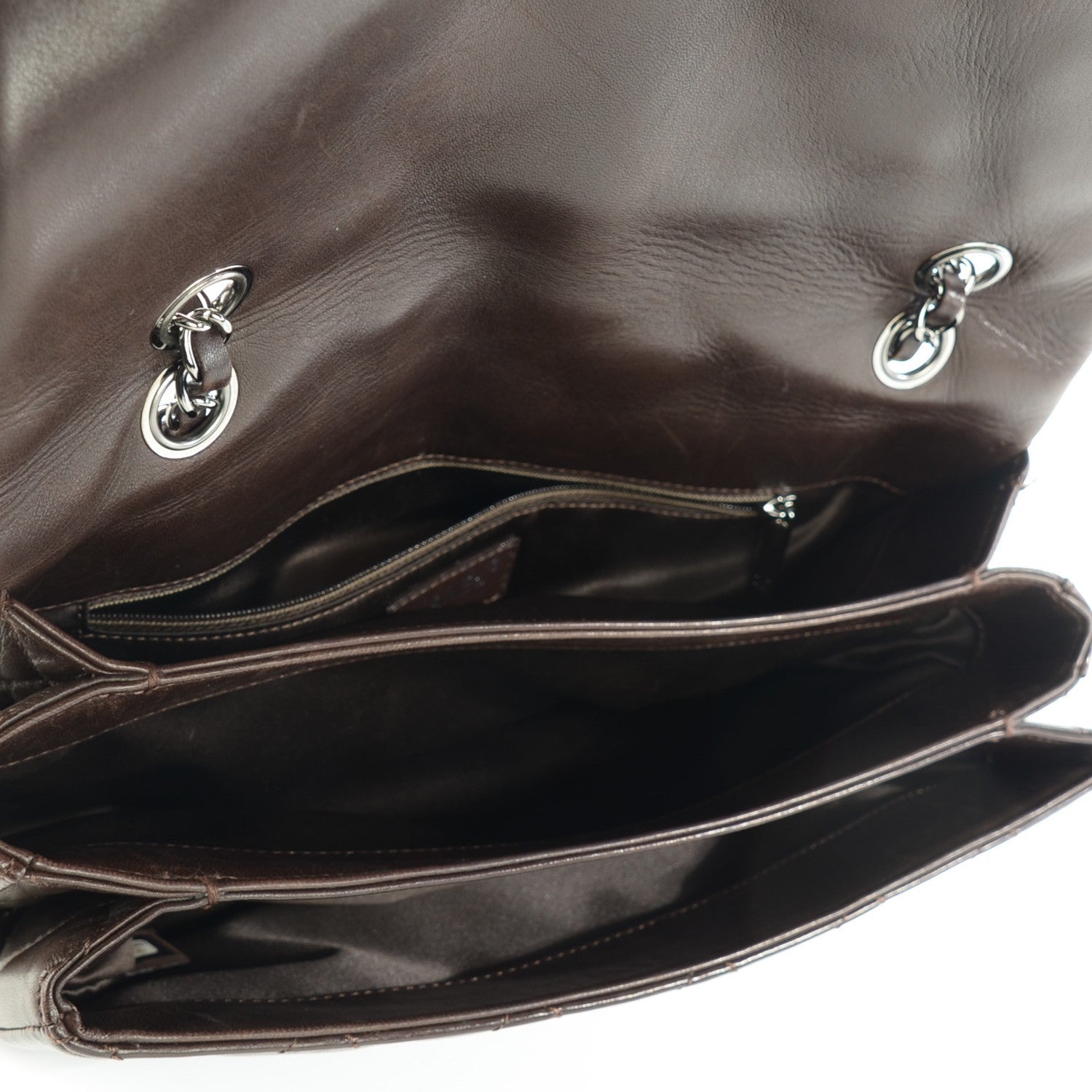 Chanel Lambskin Quilted Large 3 Flap Brown 8 of 8