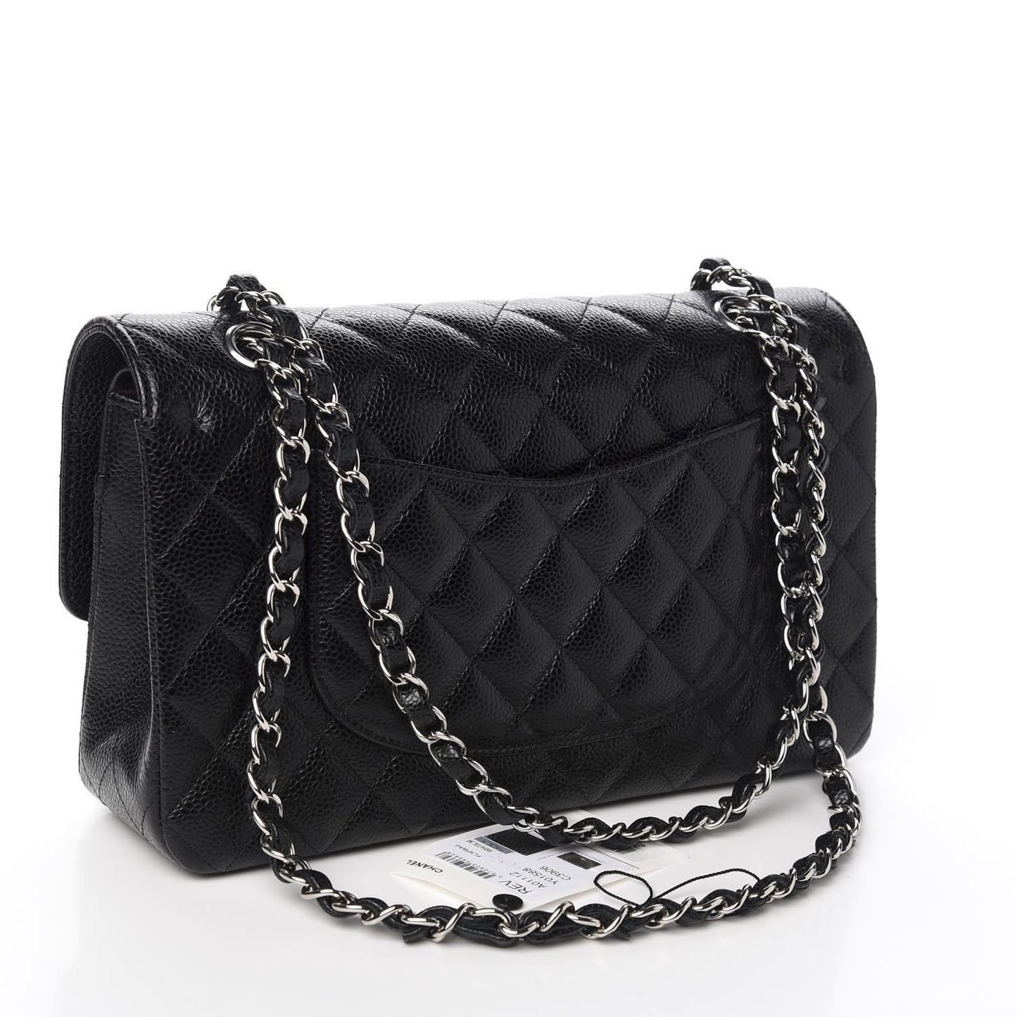 Caviar Quilted Medium Double Flap Black