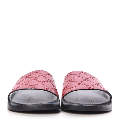Gucci Guccissima Signature Womens Slide Sandals 39 Hibiscus Red 2 of 9