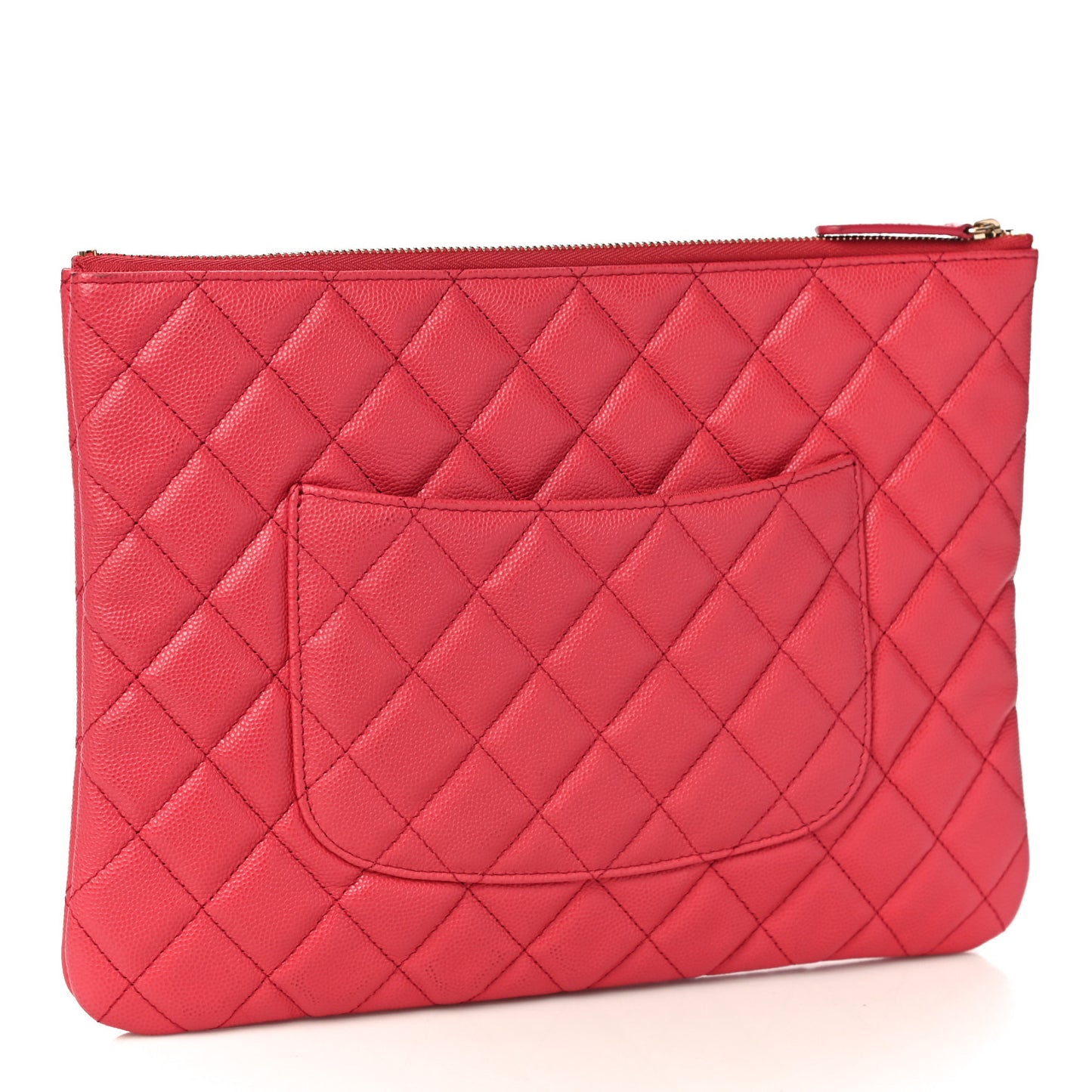Caviar Quilted Medium Cosmetic Case Dark Pink