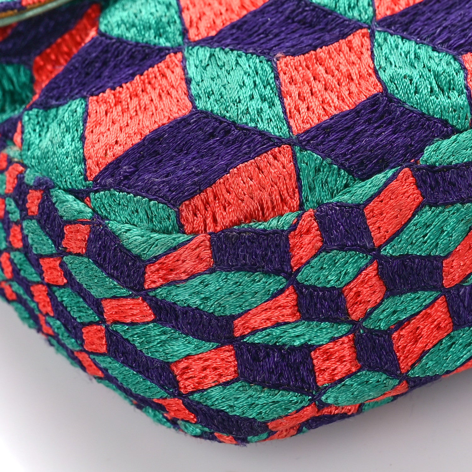 Fendi Canvas Lizard Beaded Baguette Multicolor 7 of 12