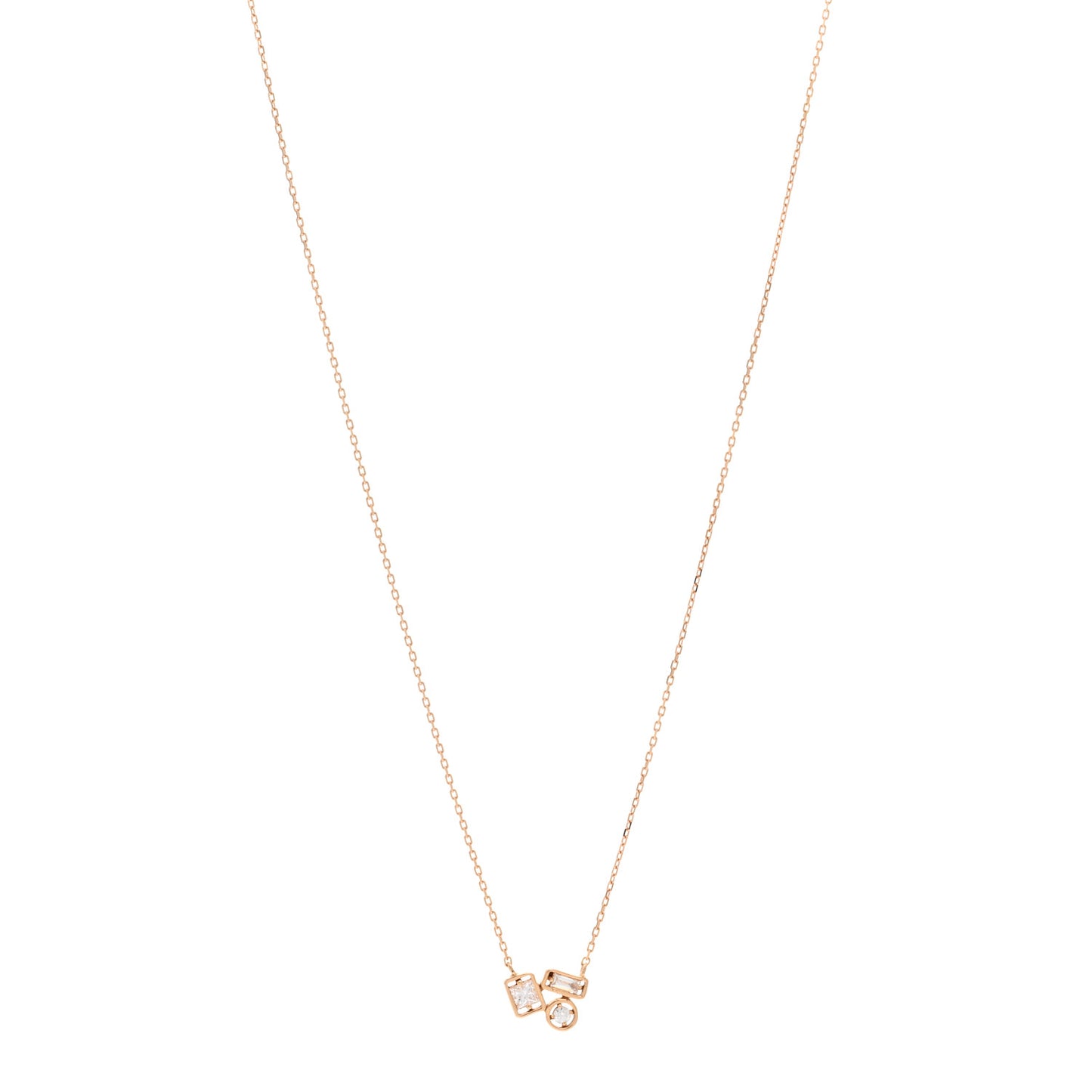 18K Rose Gold Diamond Mini Inlay Pendant Necklace