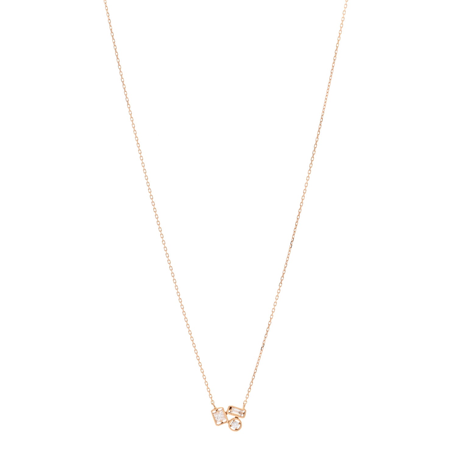 Suzanne Kalan 18K Rose Gold Diamond Mini Inlay Pendant Necklace 1 of 5