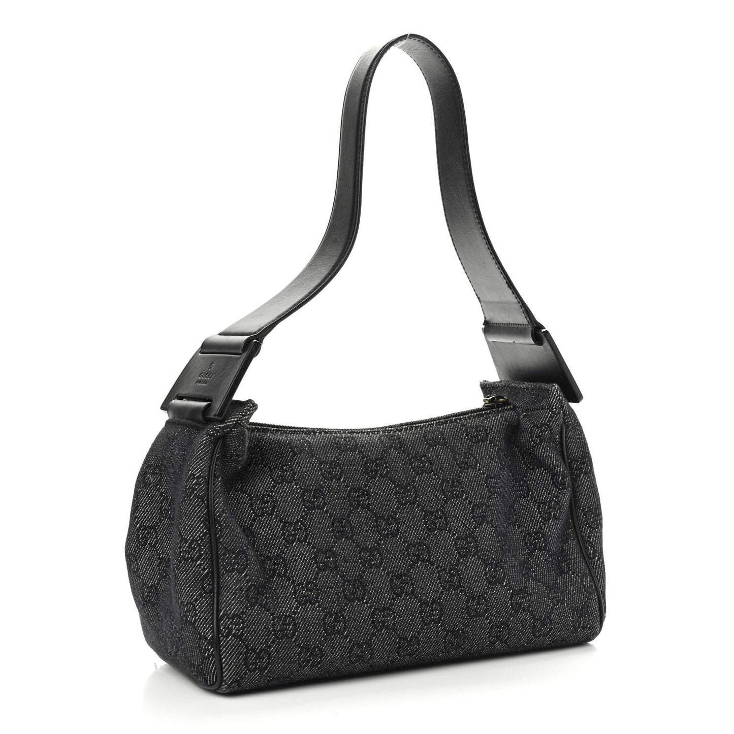 Denim Monogram GG Signature Shoulder Bag Black