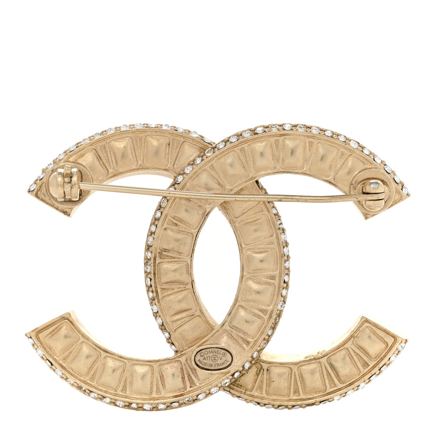 Chanel Baguette Crystal CC Brooch Gold 3 of 10