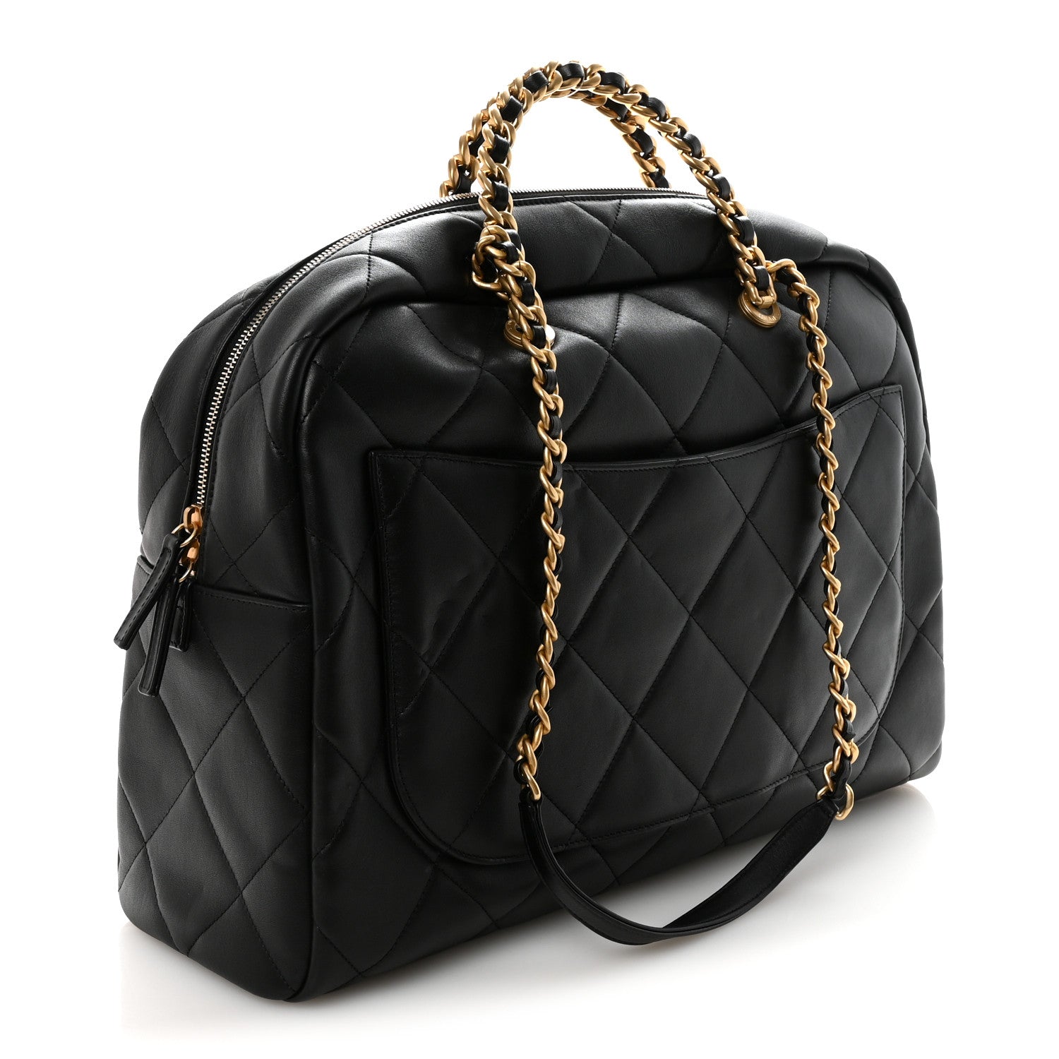 Chanel Calfskin Quilted Maxi Travel Bowling Bag Black 3 of 10