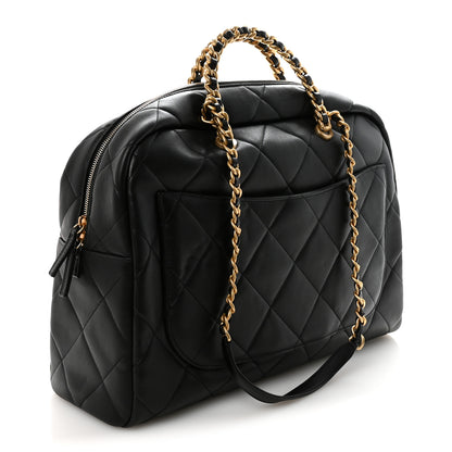 Chanel Calfskin Quilted Maxi Travel Bowling Bag Black 3 of 10