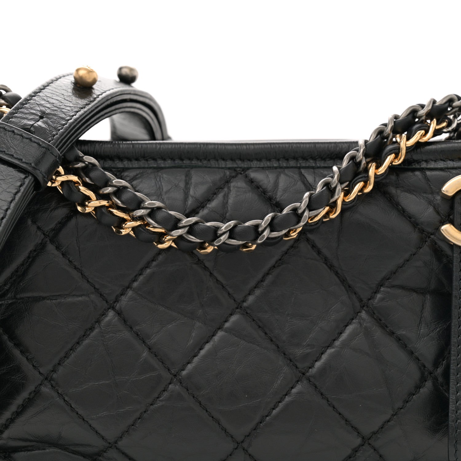 Chanel Aged Calfskin Quilted Small Gabrielle Hobo Black 8 of 10