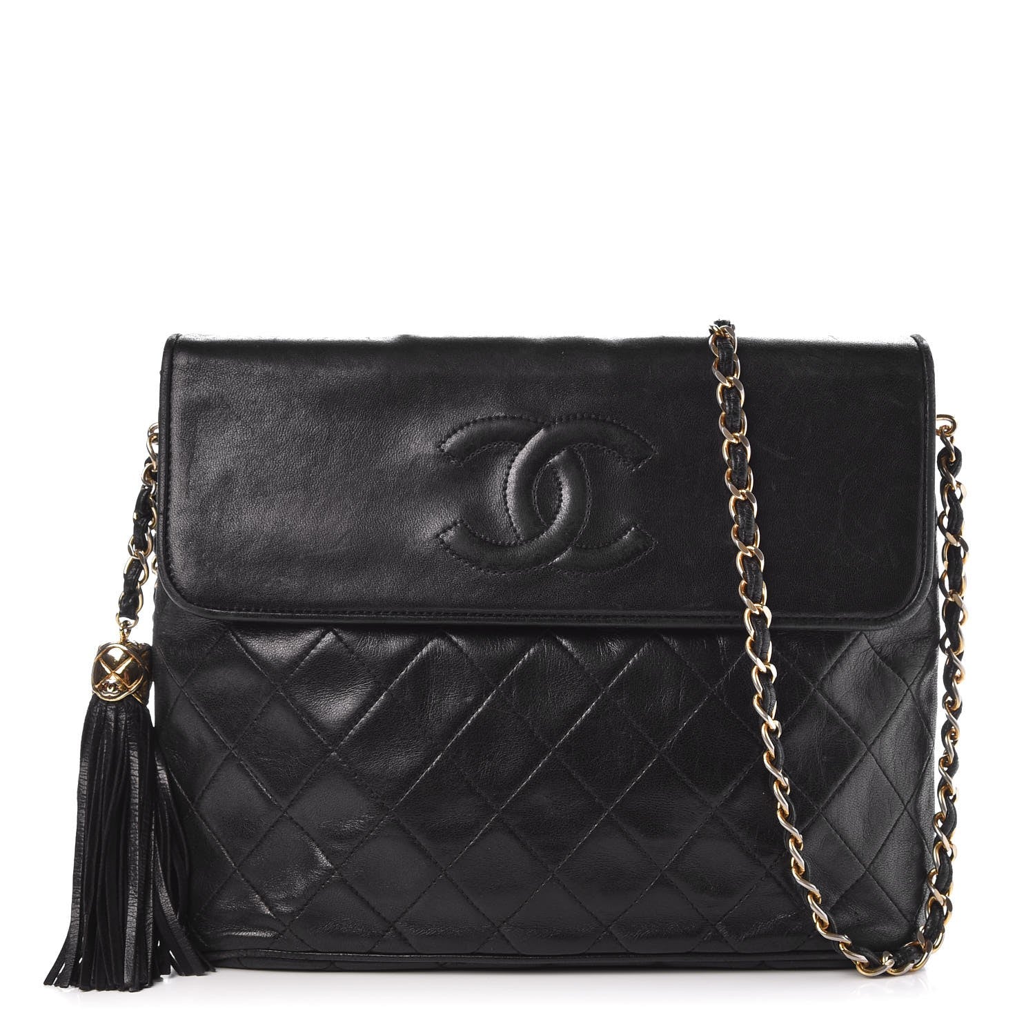 Chanel Lambskin Quilted CC Tassel Flap Black 1 of 9
