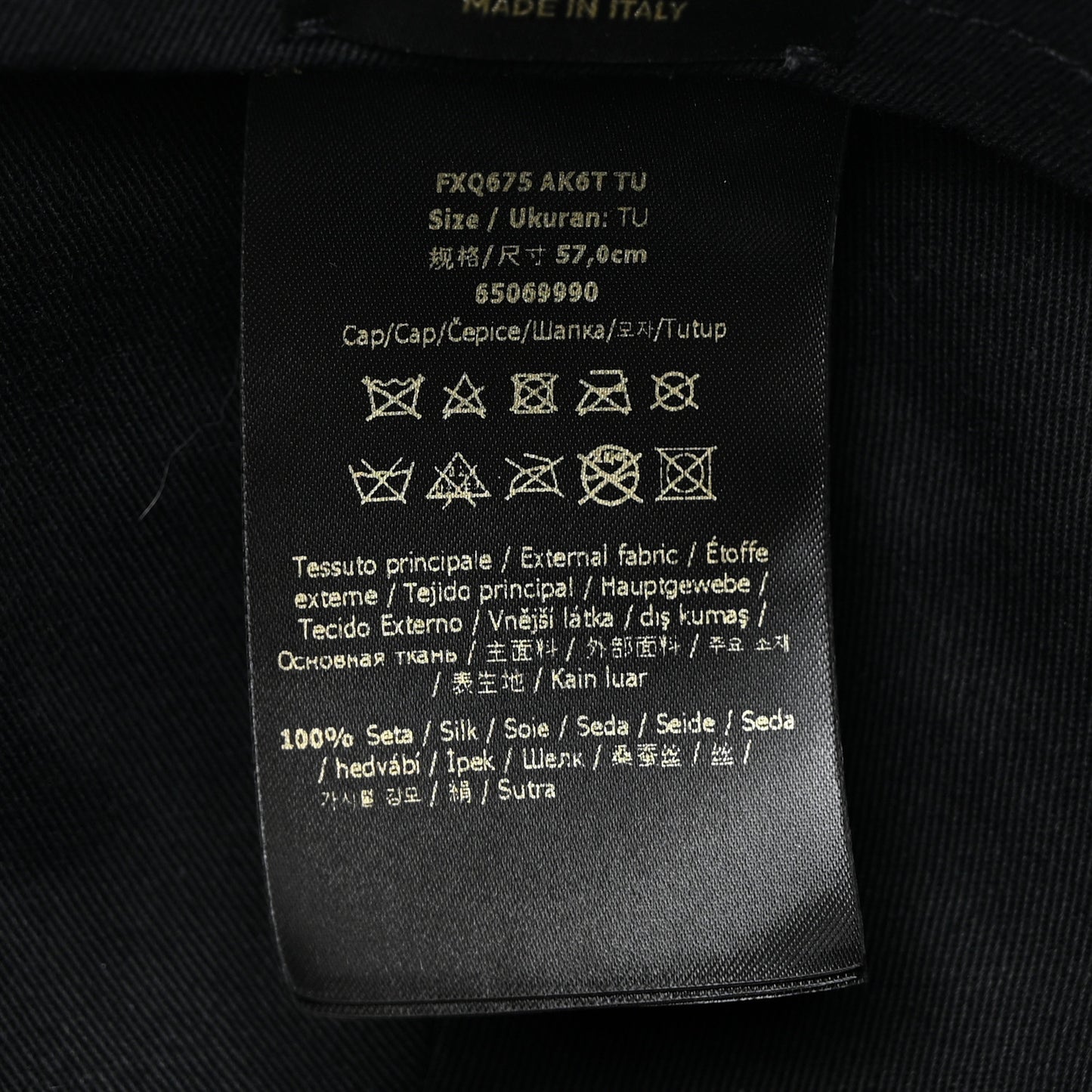 X VERSACE Silk FF Baroque Fendace Foulard Cap Gold