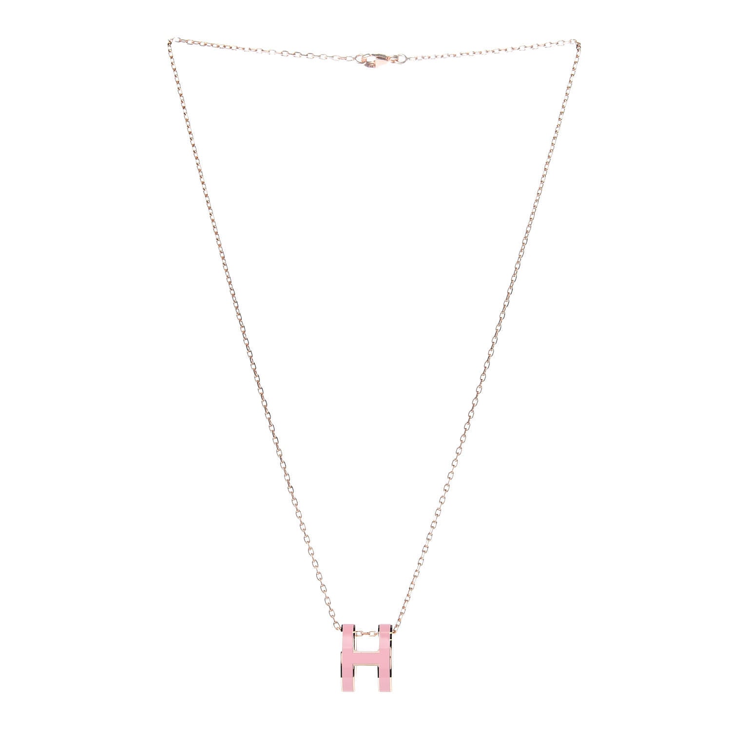 Hermes Lacquered Rose Gold Pop H Pendant Necklace Rose Dragee 3 of 8