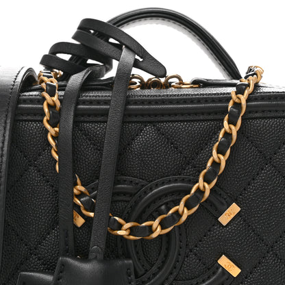 Chanel Caviar Quilted Small CC Filigree Vanity Case Black 8 of 10