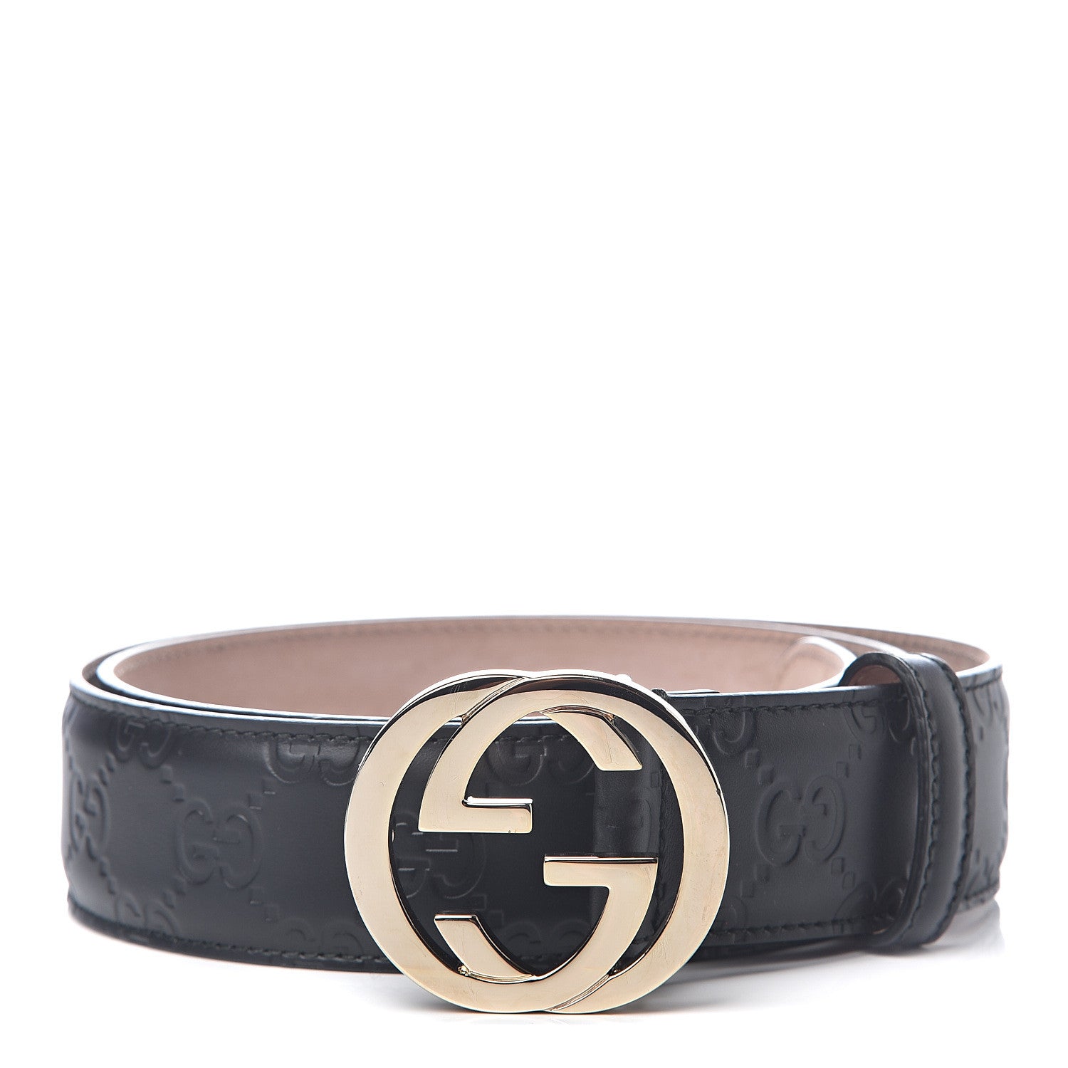 Gucci Guccissima Signature Interlocking G 37mm Belt 85 34 Black 1 of 5