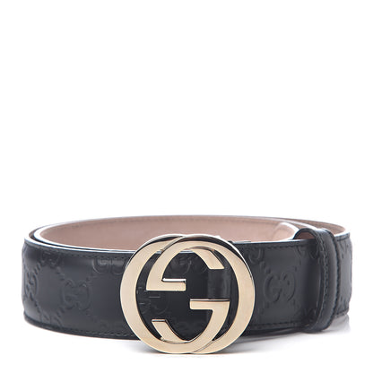 Gucci Guccissima Signature Interlocking G 37mm Belt 85 34 Black 1 of 5