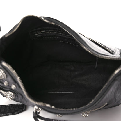 Balenciaga Metallic Calfskin Crocodile Embossed Crystal Small Le Cagole Shoulder Bag Gunmetal 5 of 9