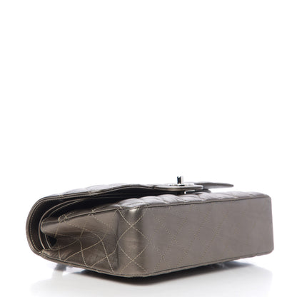 Chanel Metallic Calfskin Quilted Medium Double Flap Dark Silver 3 of 9