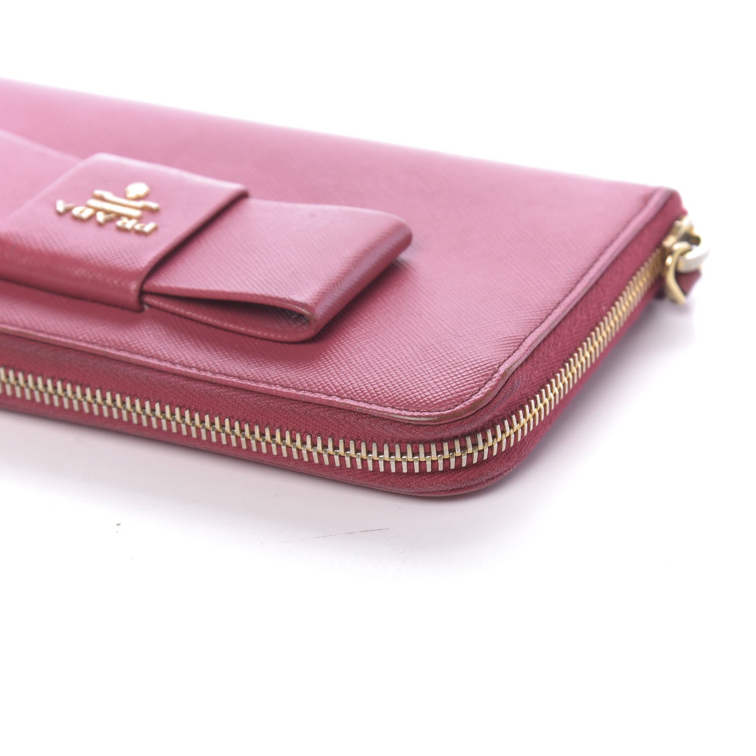 Prada Saffiano Fiocco Bow Zip Around Wallet Peonia 10 of 11