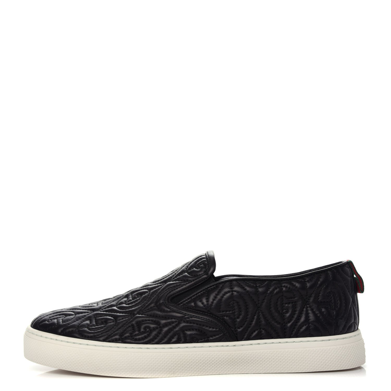 Gucci Nappa Web G Rhombus Quilted Mens Slip On Sneakers 10 Black 1 of 11