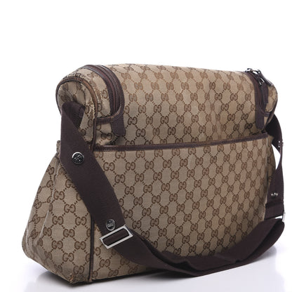 Gucci Monogram Natural Pigskin Large Diaper Bag Beige Ebony Cocoa Dark Chocolate 2 of 17