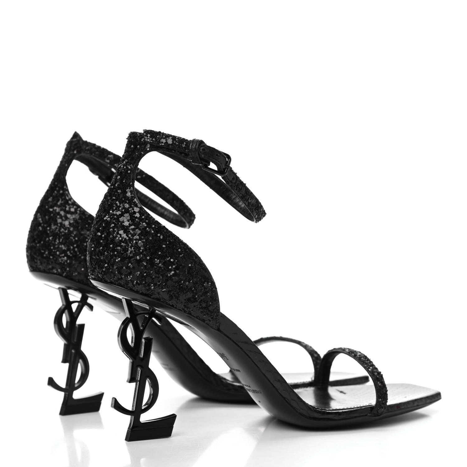 Saint Laurent Glitter Opyum Sandals 36.5 Black 4 of 13