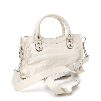 Balenciaga Chevre Silver Metallic Edge Hardware Mini City White 2 of 9