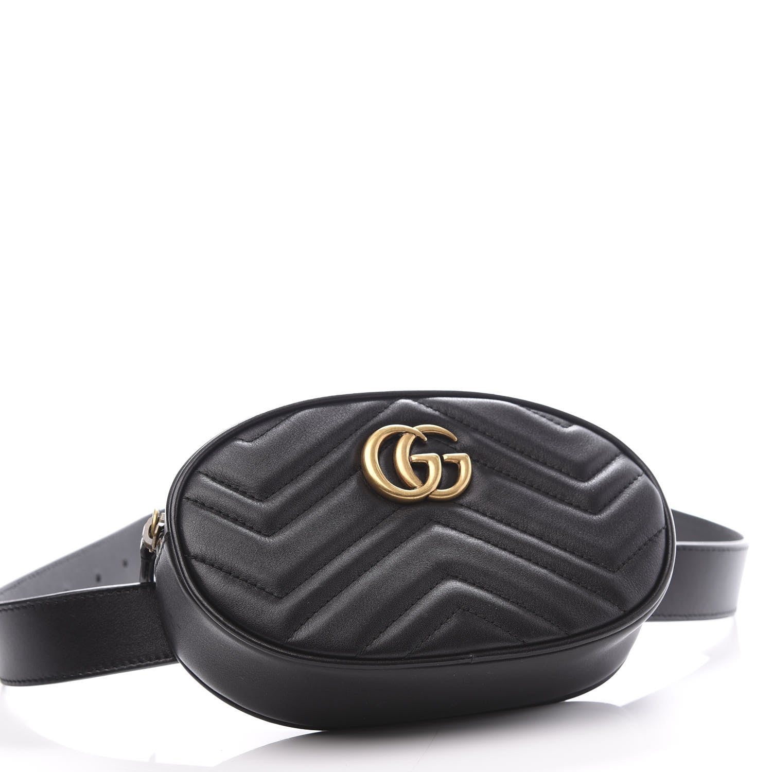 Gucci Calfskin Matelasse GG Marmont Belt Bag 85 34 Black 3 of 11
