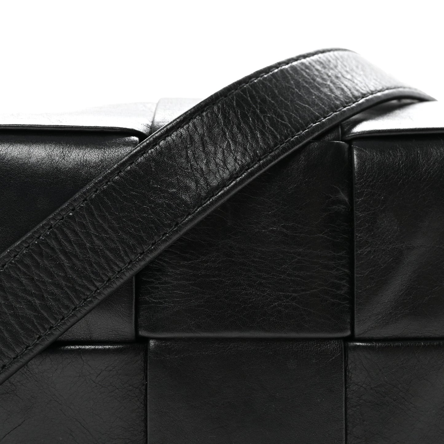 Crinkled Lambskin Maxi Intrecciato Extra Mini Cassette Crossbody Bag Black