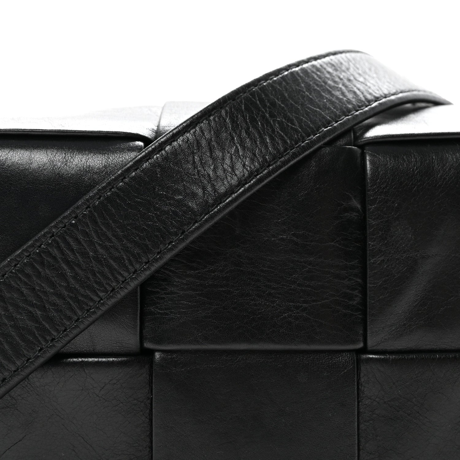 Bottega Veneta Crinkled Lambskin Maxi Intrecciato Extra Mini Cassette Crossbody Bag Black 7 of 9