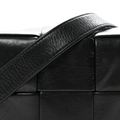 Bottega Veneta Crinkled Lambskin Maxi Intrecciato Extra Mini Cassette Crossbody Bag Black 7 of 9