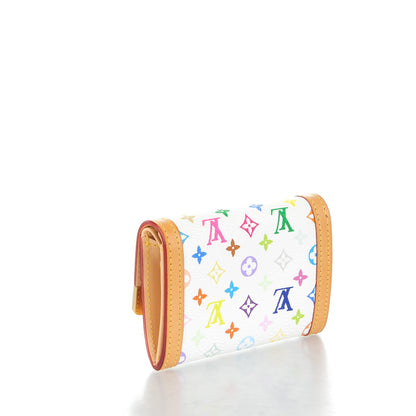 Louis Vuitton Monogram Multicolor Porte-Monnaie Plat Coin Purse White 3 of 7