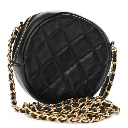 Chanel Lambskin Quilted Studded Round Clutch With Chain Black 3 of 9