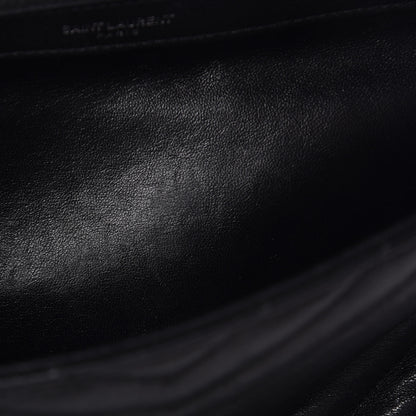 Saint Laurent Sheepskin Matelasse Chevron Monogram Large College Satchel Black 9 of 12