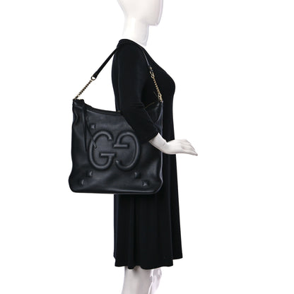 Gucci Apollo Calfskin GG Dadini Embroidered Chain Hobo Black 2 of 10
