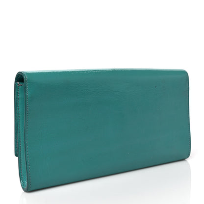 Saint Laurent Textured Patent Monogram Small Belle De Jour Clutch Turquoise 3 of 7