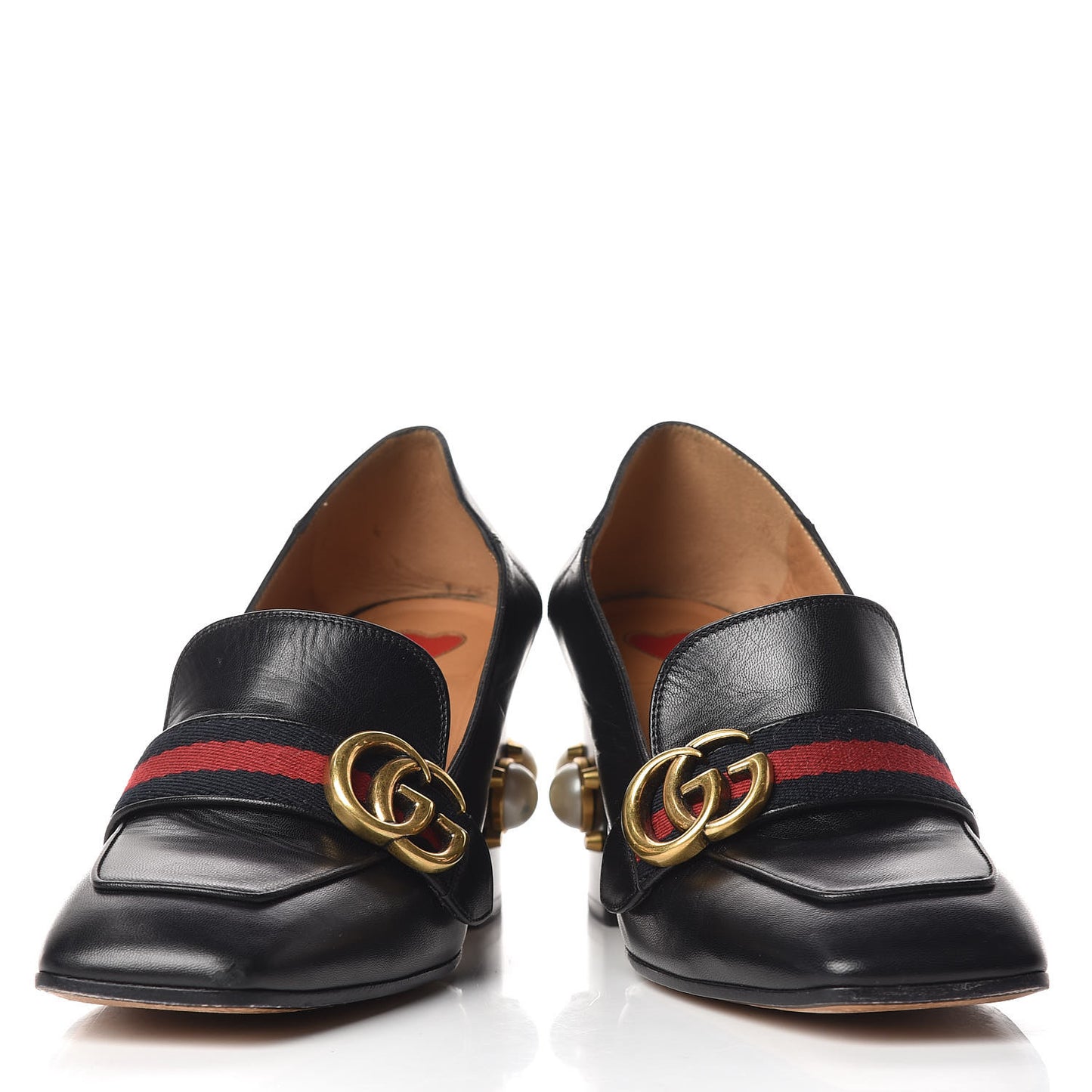 Malaga Kid Web Pearl Embellished Peyton 75mm Loafer Pumps 36.5 Black